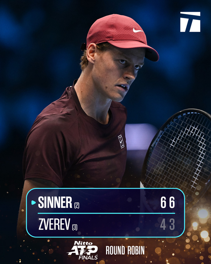 年终总决赛横扫联合杯，辛纳统治全场